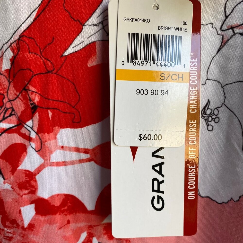 GRAND SLAM On Course Womens Top Floral Printed Funnel Neck Size S Short Sleeve - Picture 3 of 12